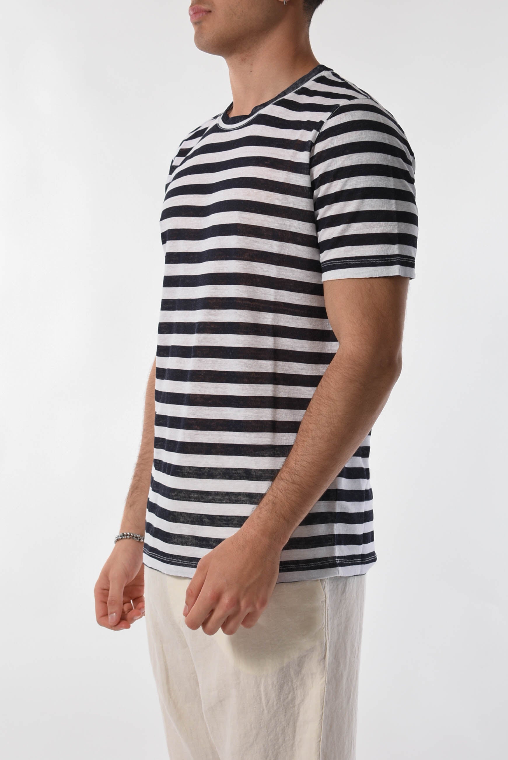 120% LINO T-shirt rigata