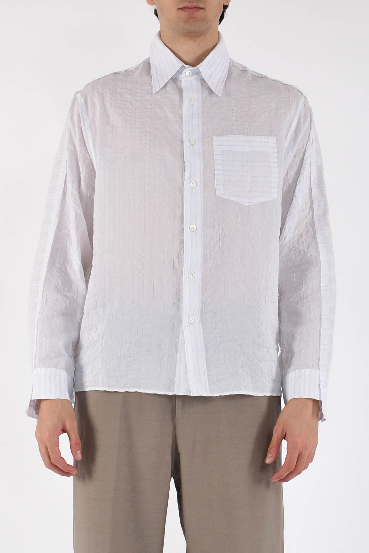 Camicia rigata in cotone