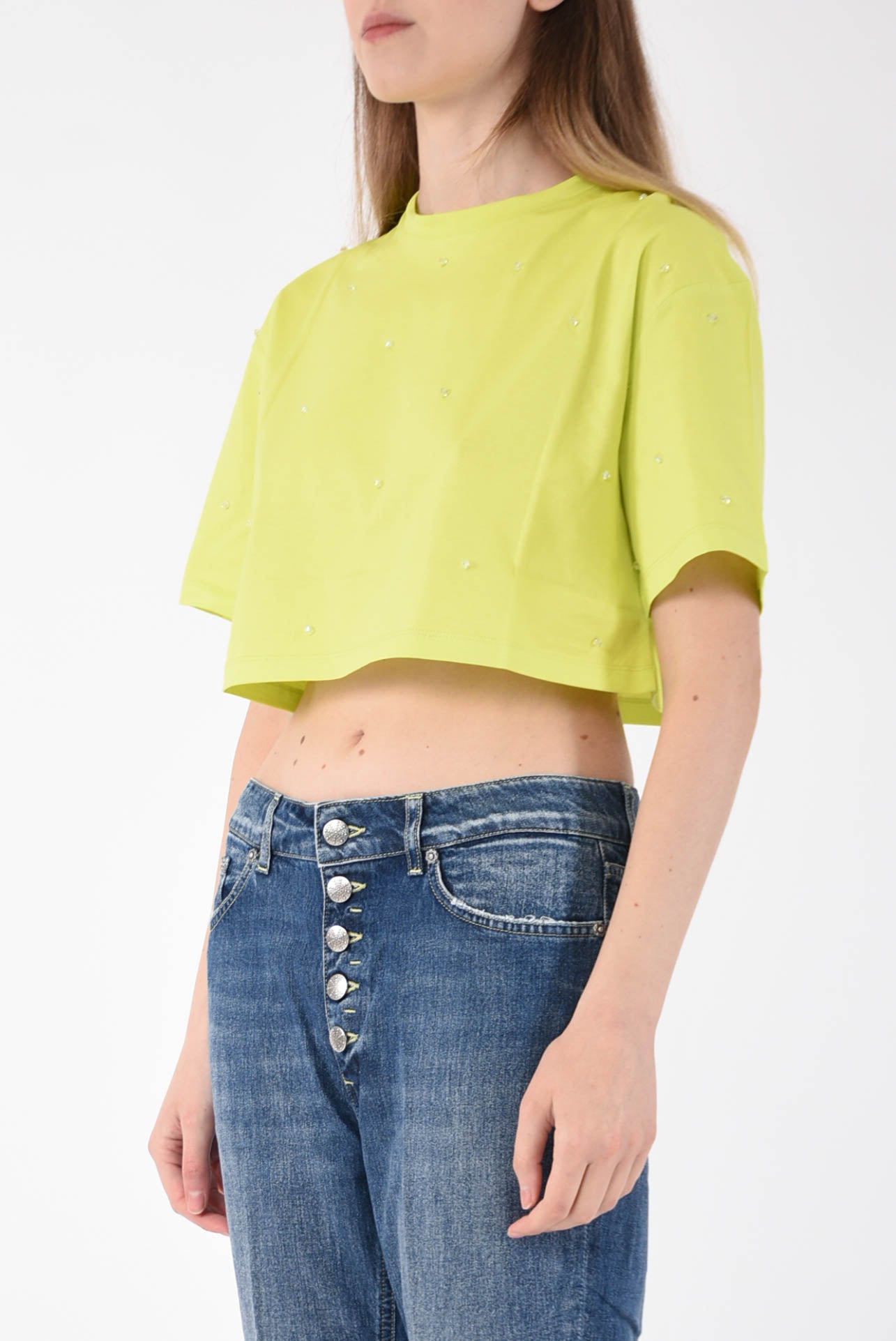 DONDUP t-shirt crop in cotone