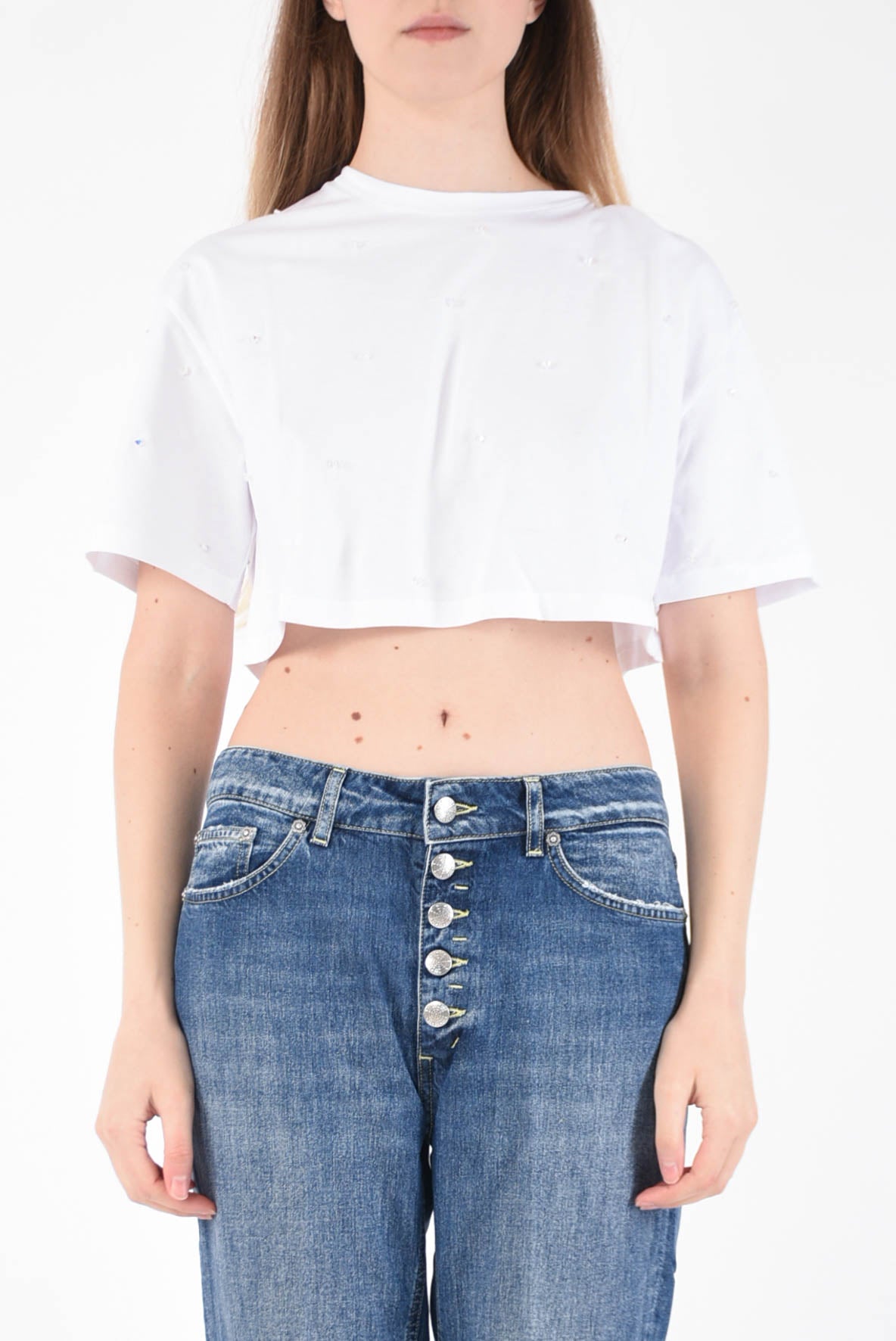 DONDUP t-shirt crop in cotone