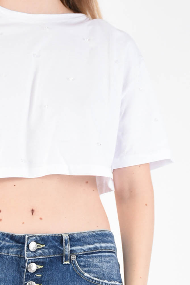 DONDUP t-shirt crop in cotone