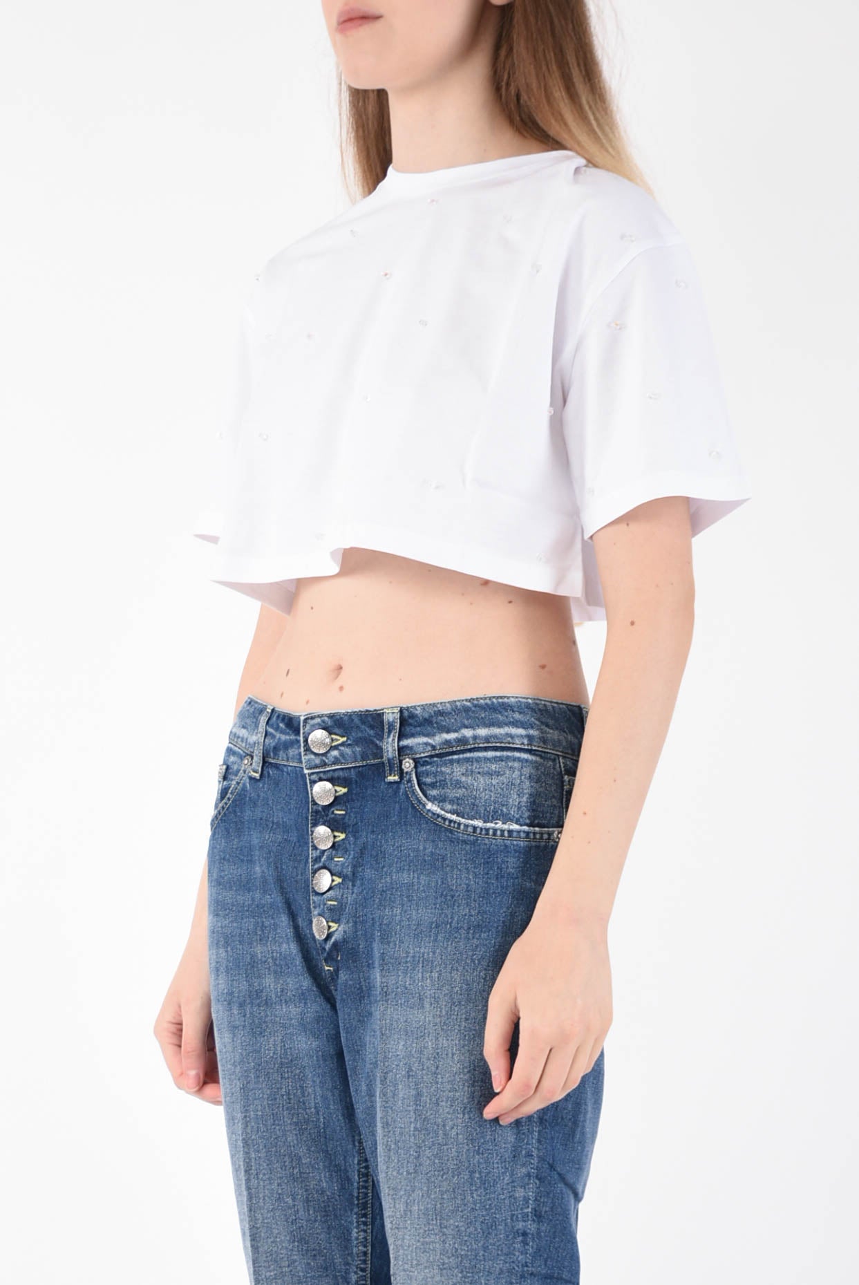 DONDUP t-shirt crop in cotone