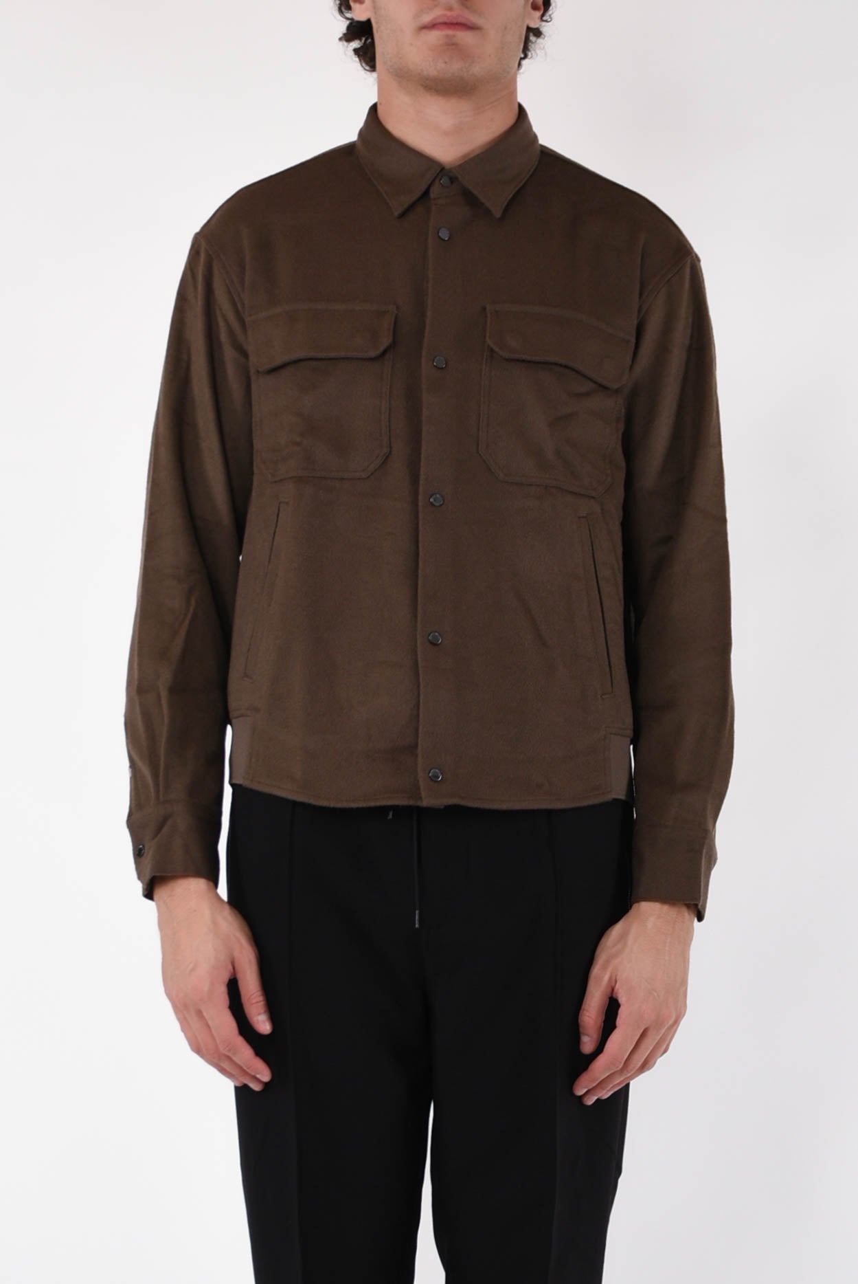 EMPORIO ARMANI Overshirt in panno di lana e cashmere