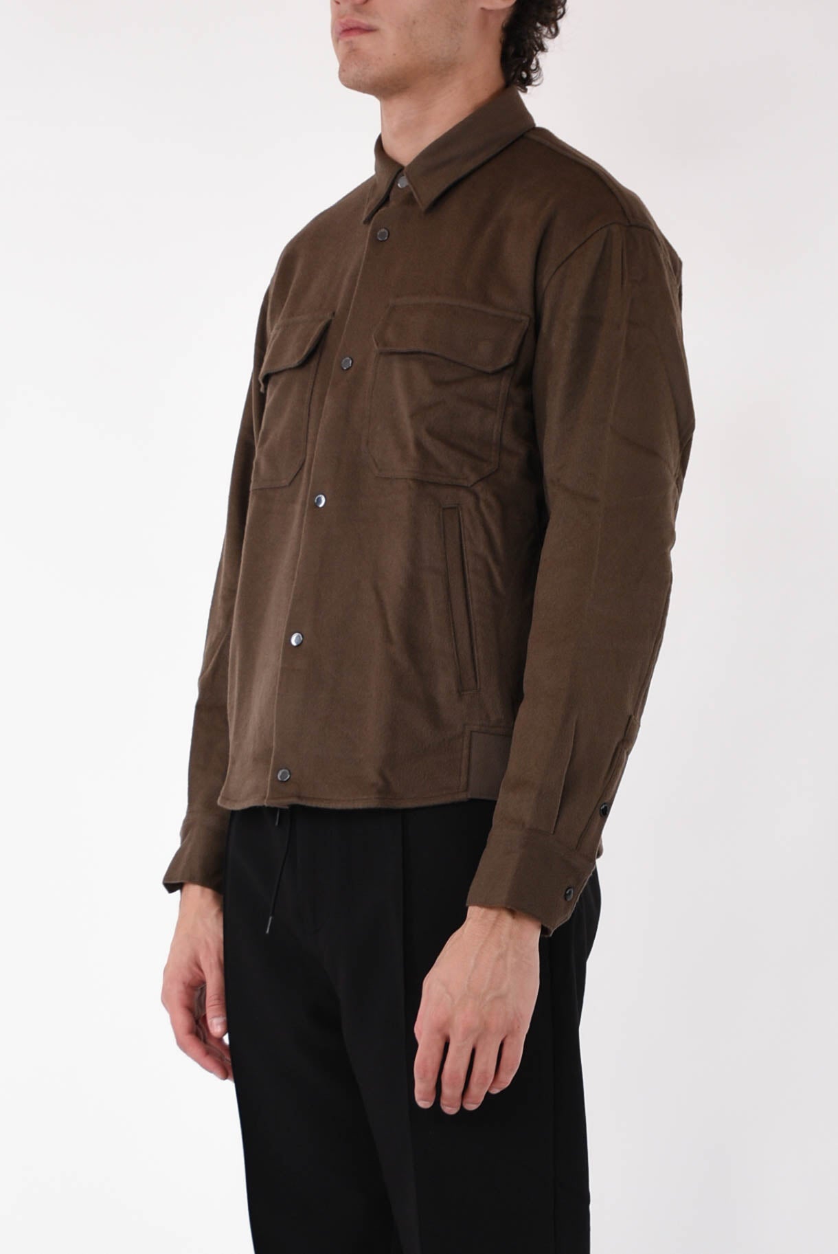 EMPORIO ARMANI Overshirt in panno di lana e cashmere