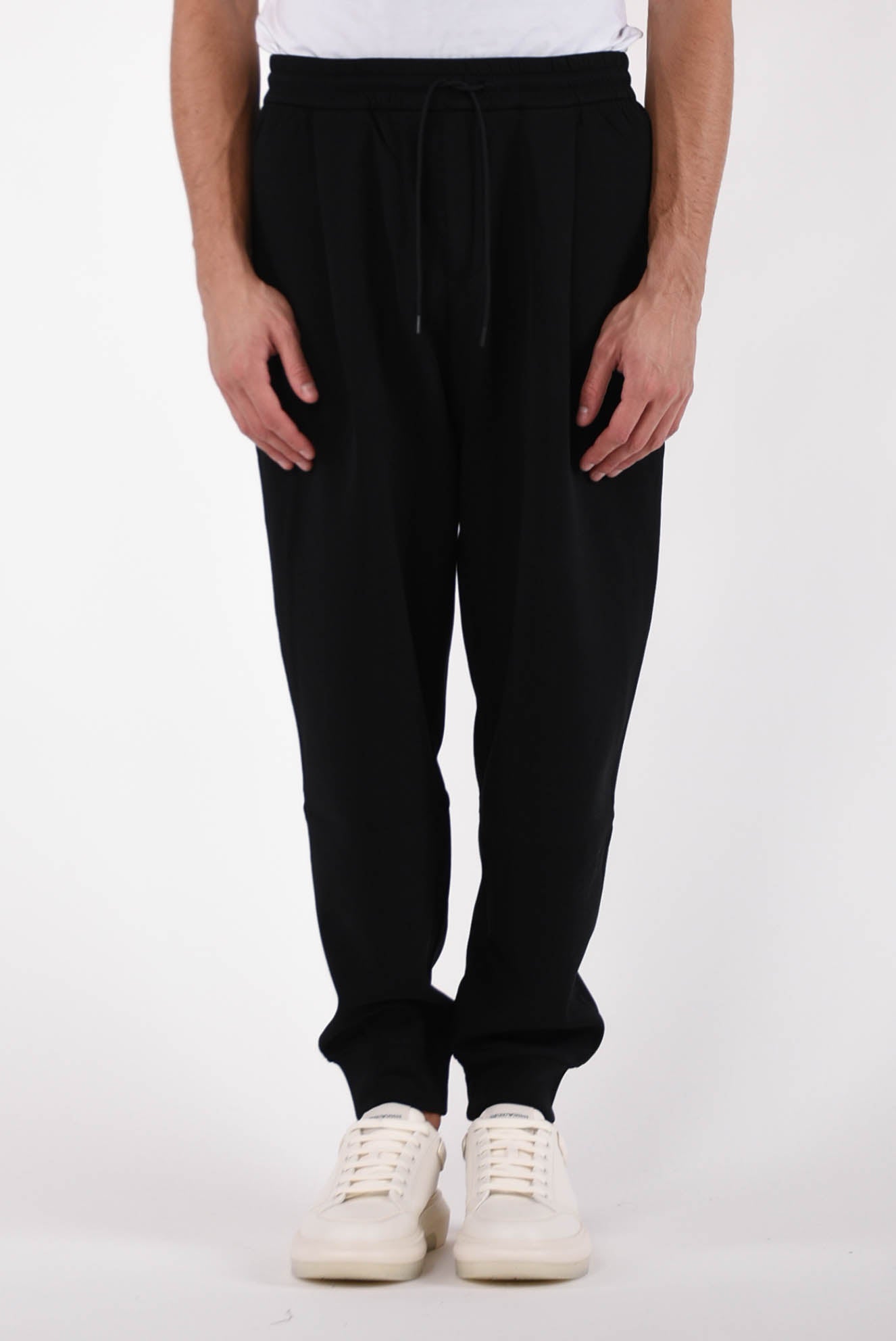 EMPORIO ARMANI Pantaloni jogger in double jersey con pinces