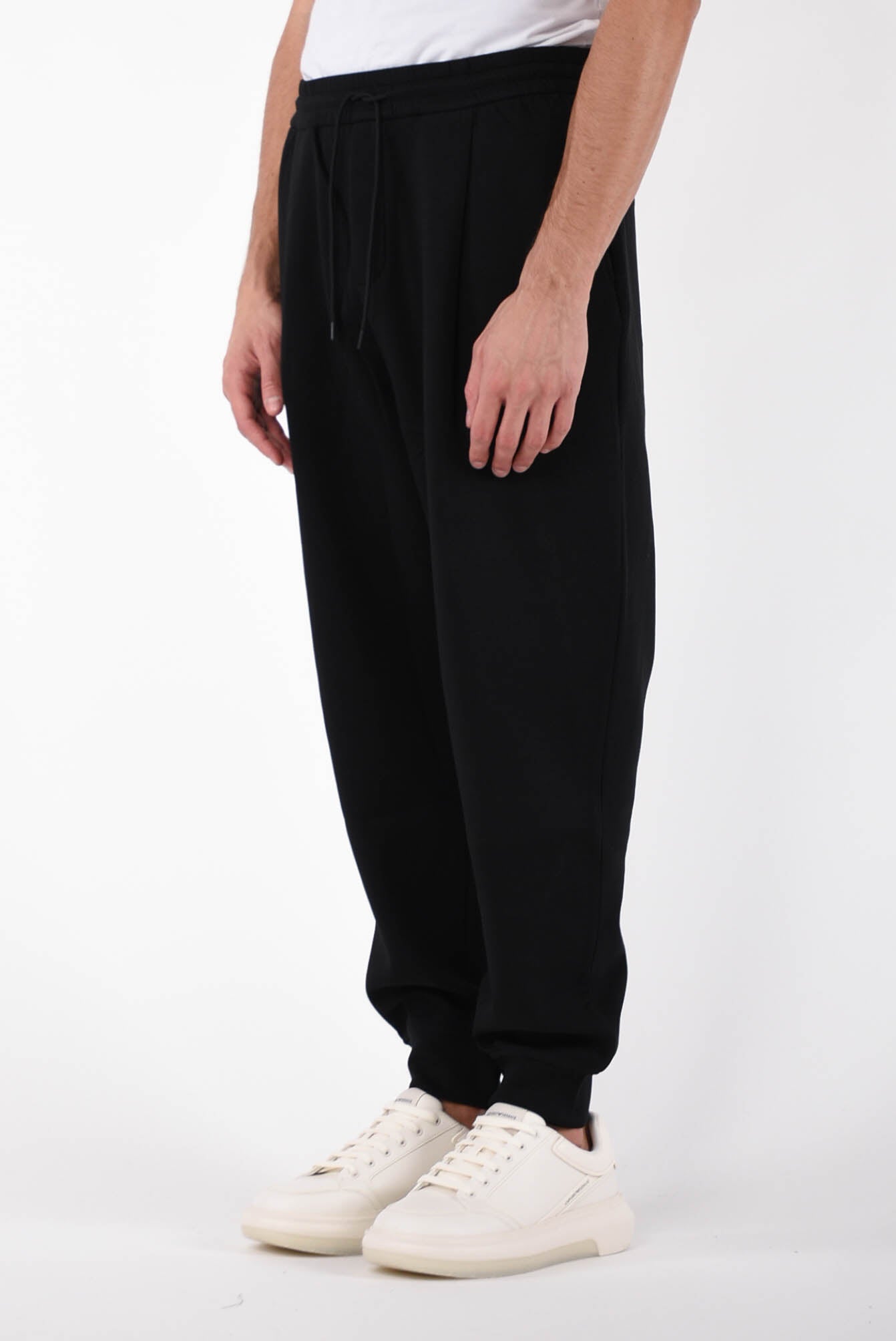 EMPORIO ARMANI Pantaloni jogger in double jersey con pinces