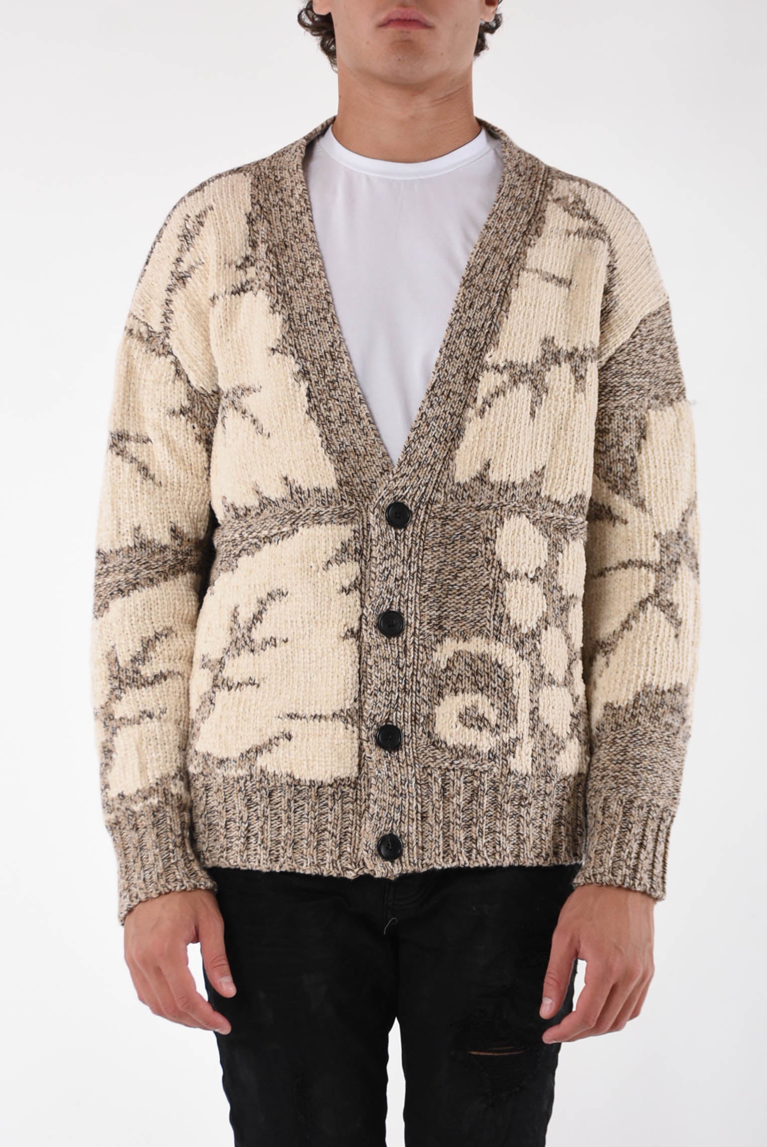 FEDERICO CINA Cardigan intarsia grape