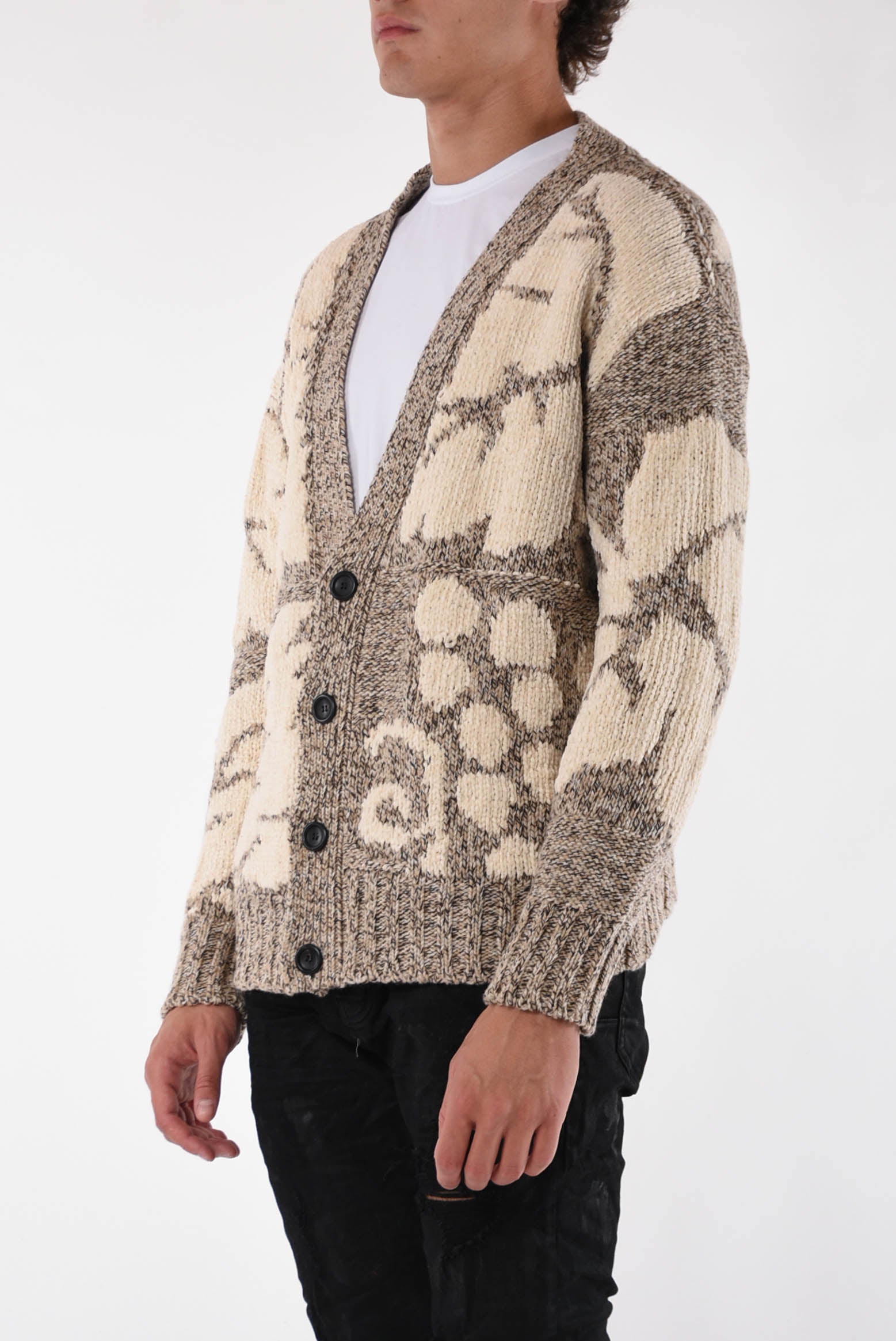 FEDERICO CINA Cardigan intarsia grape