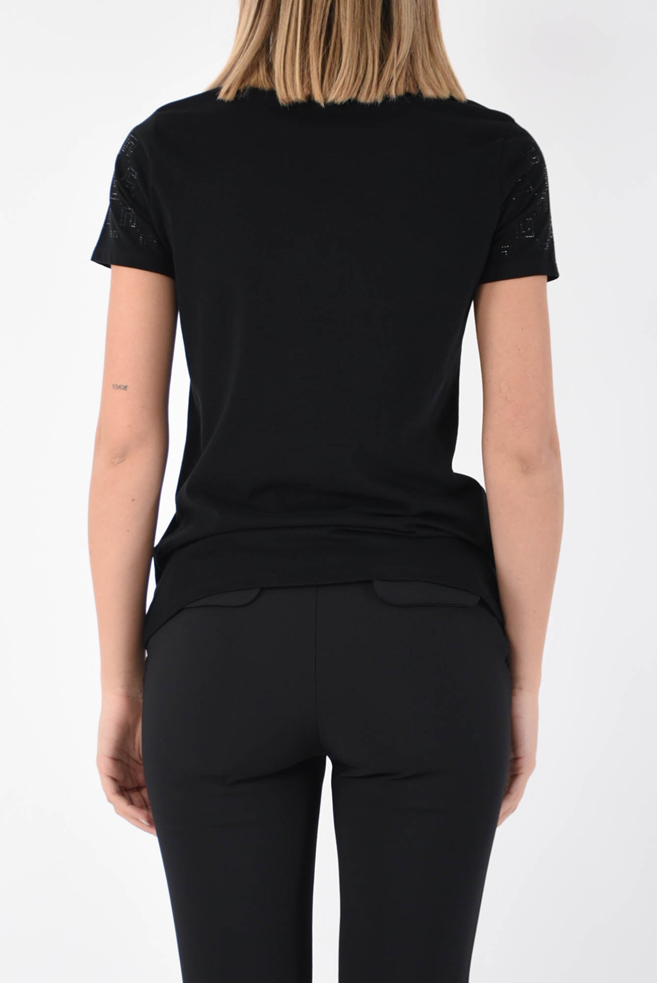 ELISABETTA FRANCHI t-shirt con logo strass