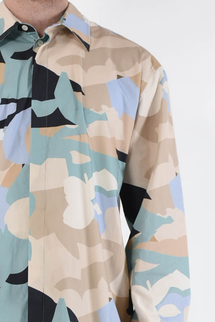 MSGM Camicia camouflage in cotone