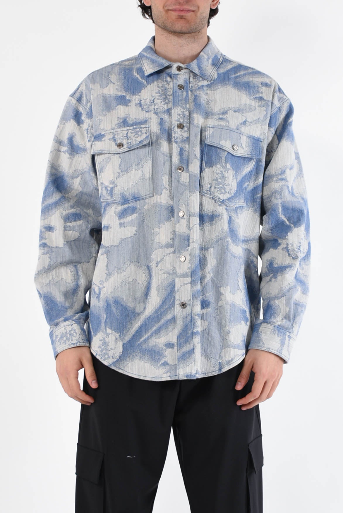 MSGM Camicia jacquard in denim