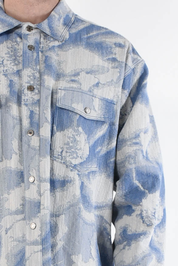 MSGM Camicia jacquard in denim