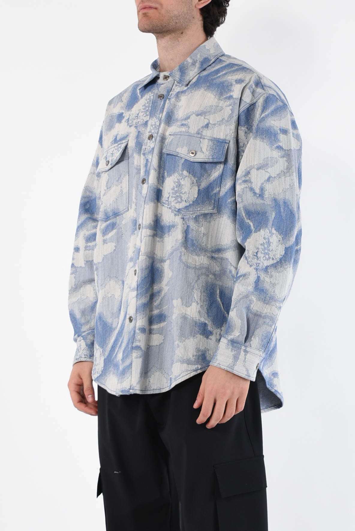 MSGM Camicia jacquard in denim