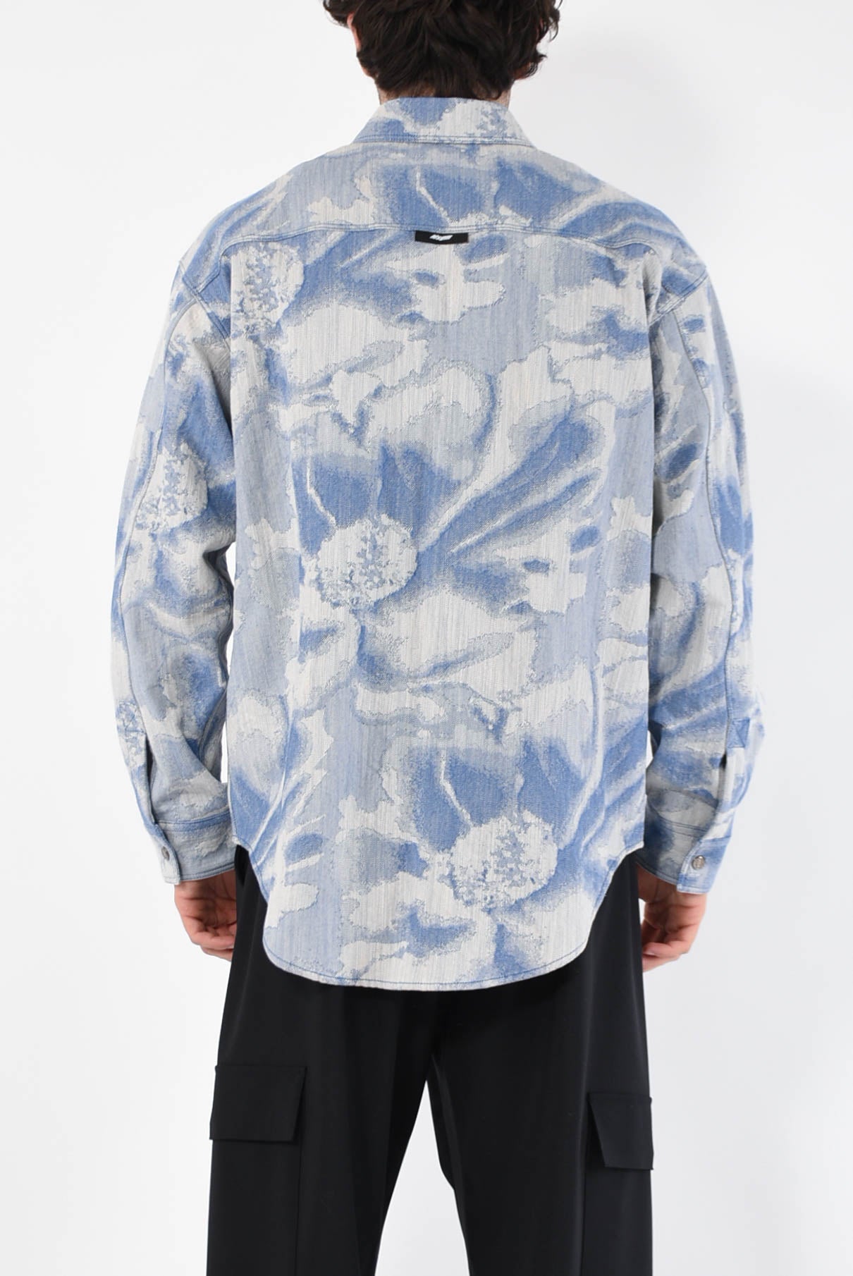 MSGM Camicia jacquard in denim