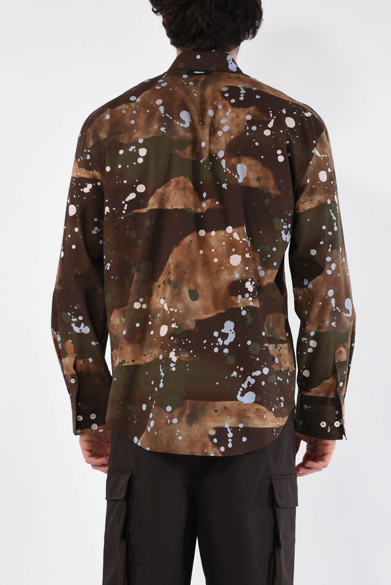 MSGM Camicia camouflage in cotone