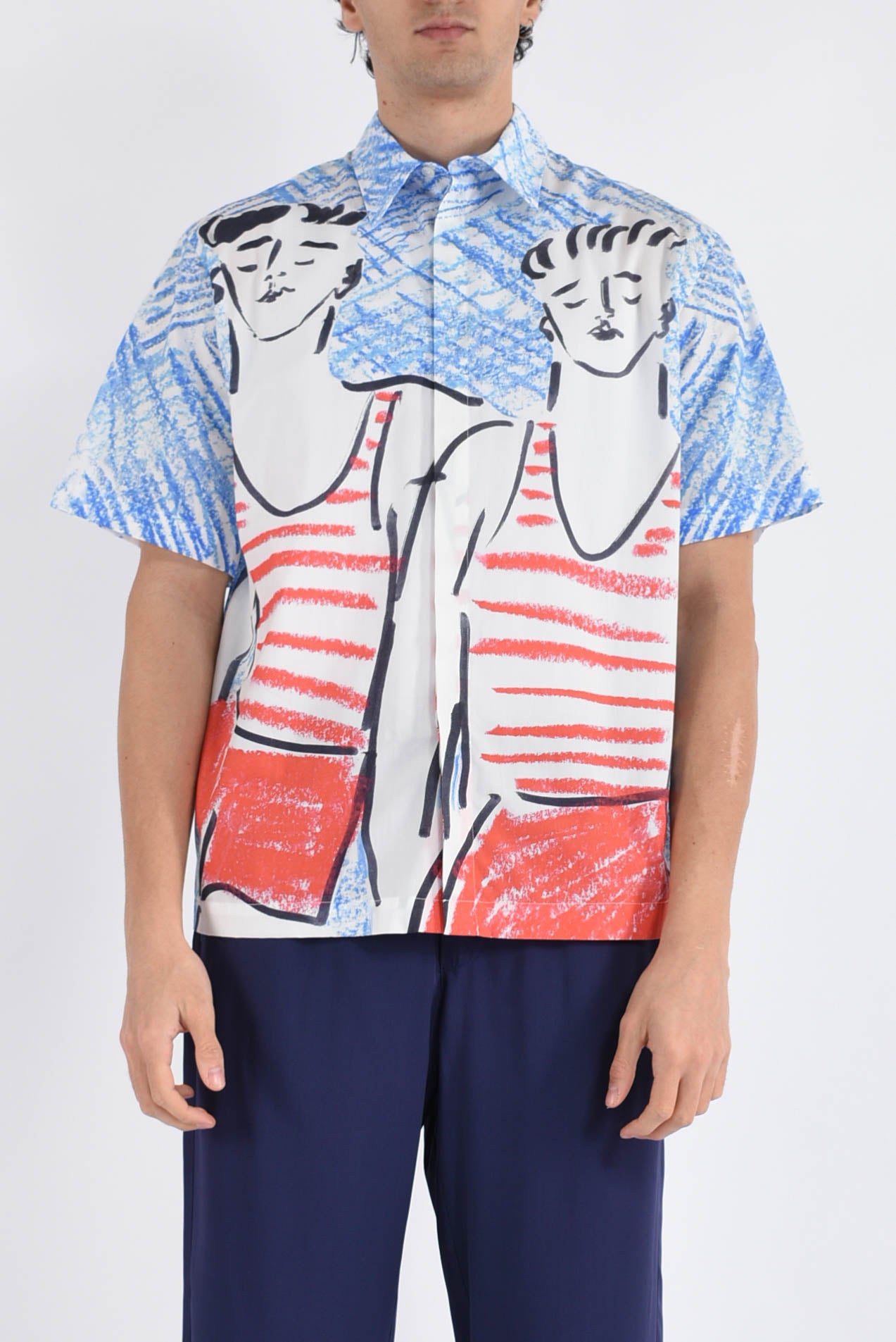 camicia in popeline con grafica two sailors