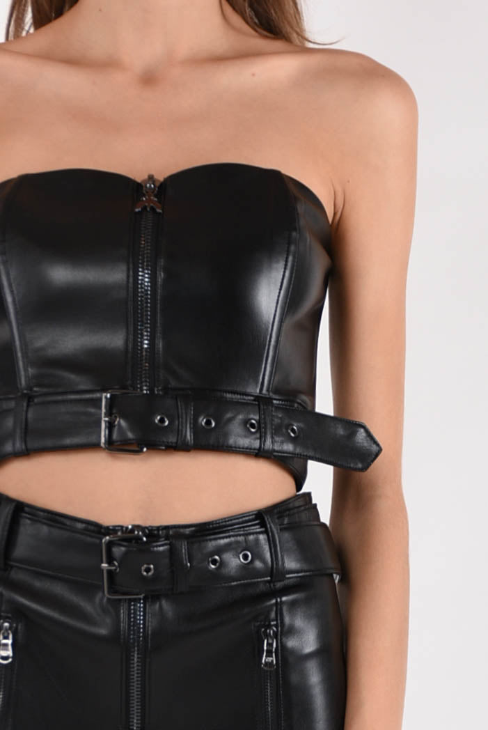 PATRIZIA PEPE top a bustier in ecopelle