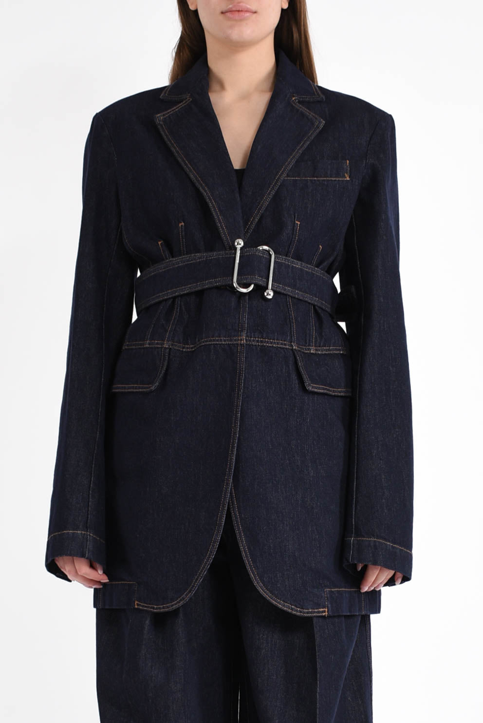 giacca oversize in denim modello domino