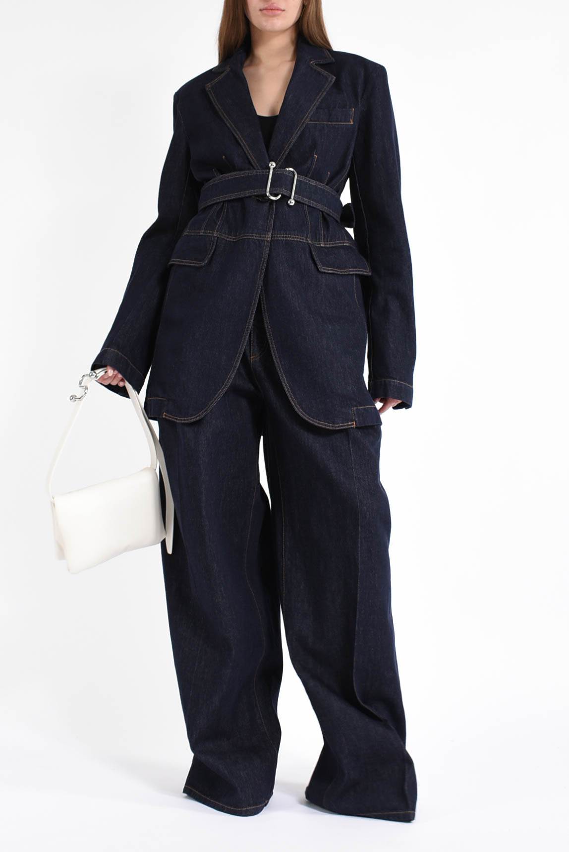 giacca oversize in denim modello domino