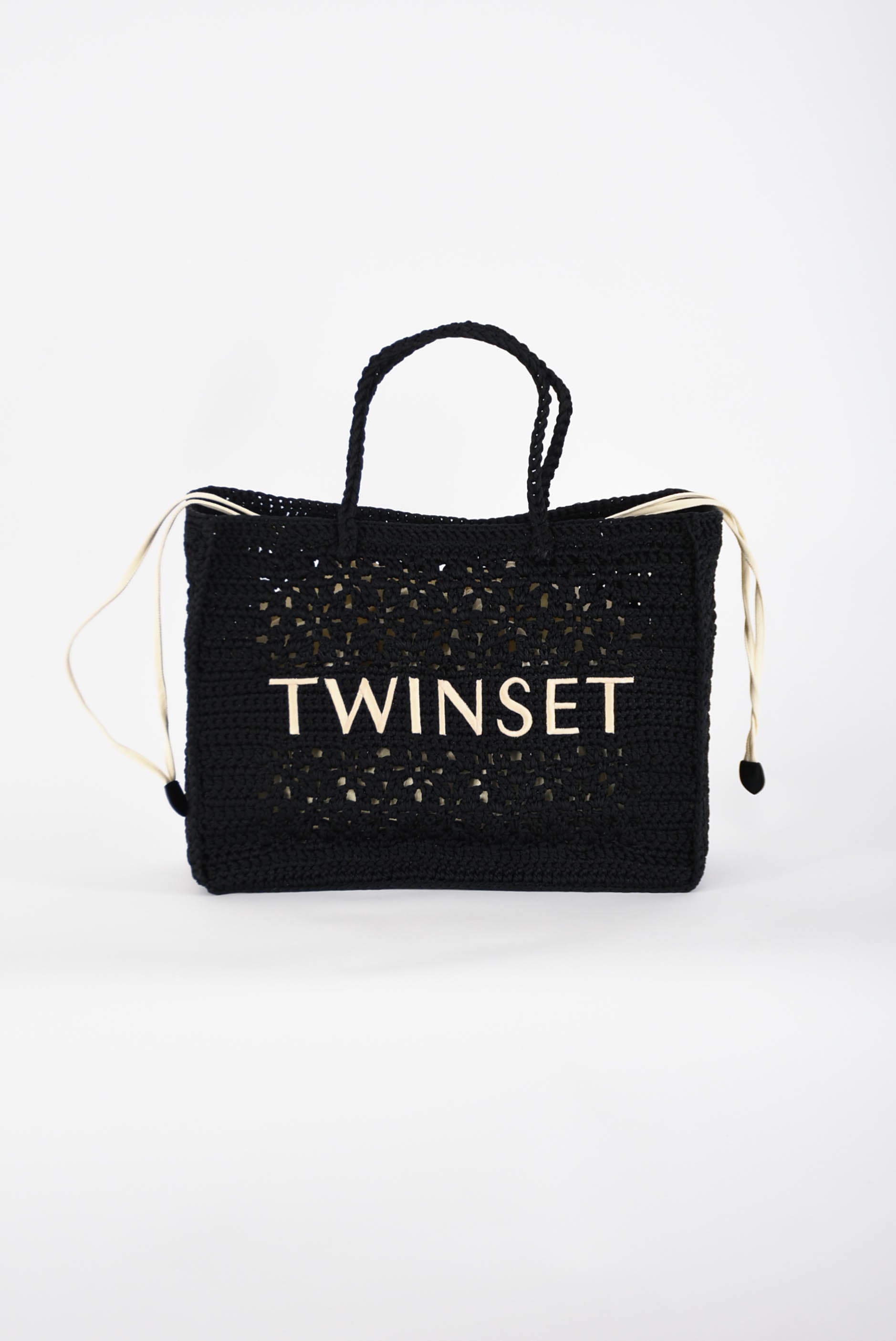 TWIN SET borsa shopper bohemien crochet