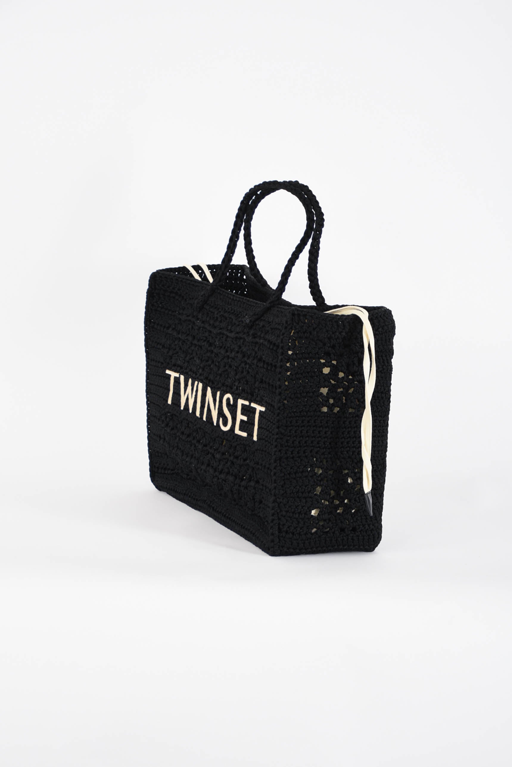 TWIN SET borsa shopper bohemien crochet