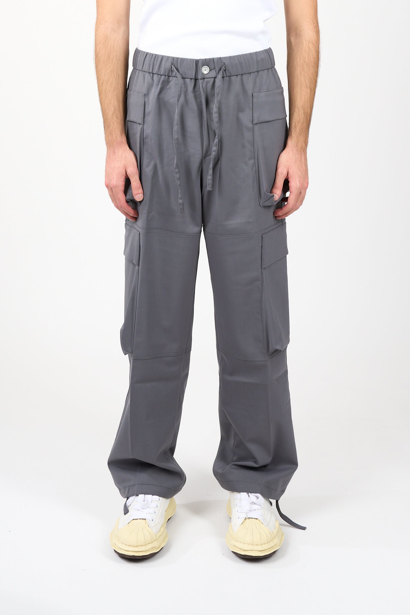 Pantaloni cargo in lana rasata