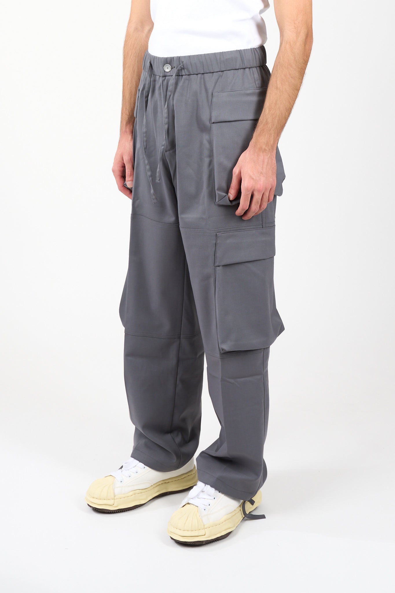 Pantaloni cargo in lana rasata