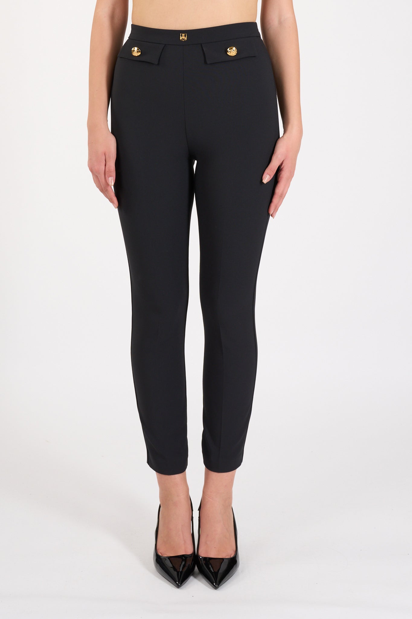 pantaloni dritti in crepe stretch