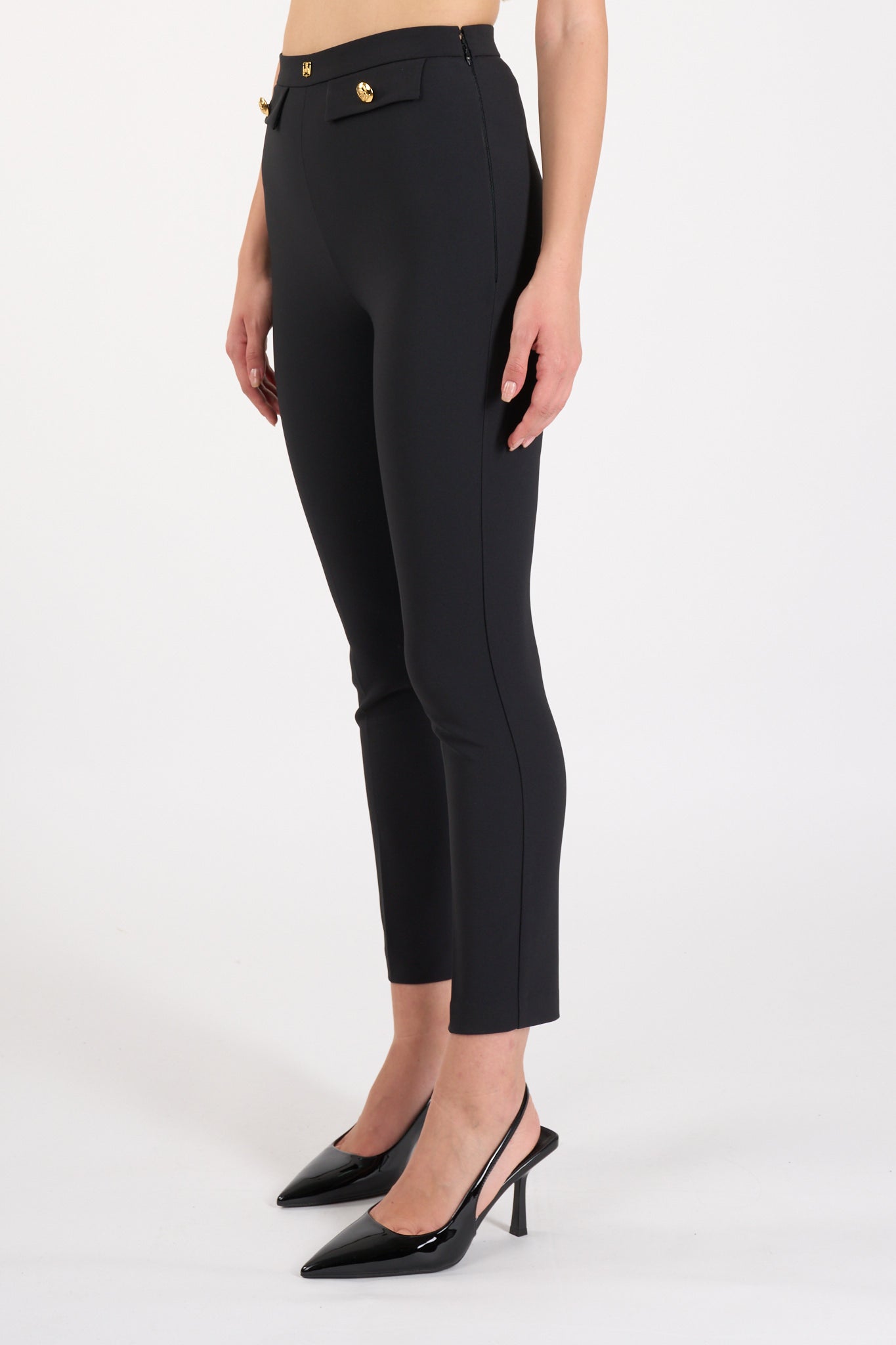 pantaloni dritti in crepe stretch