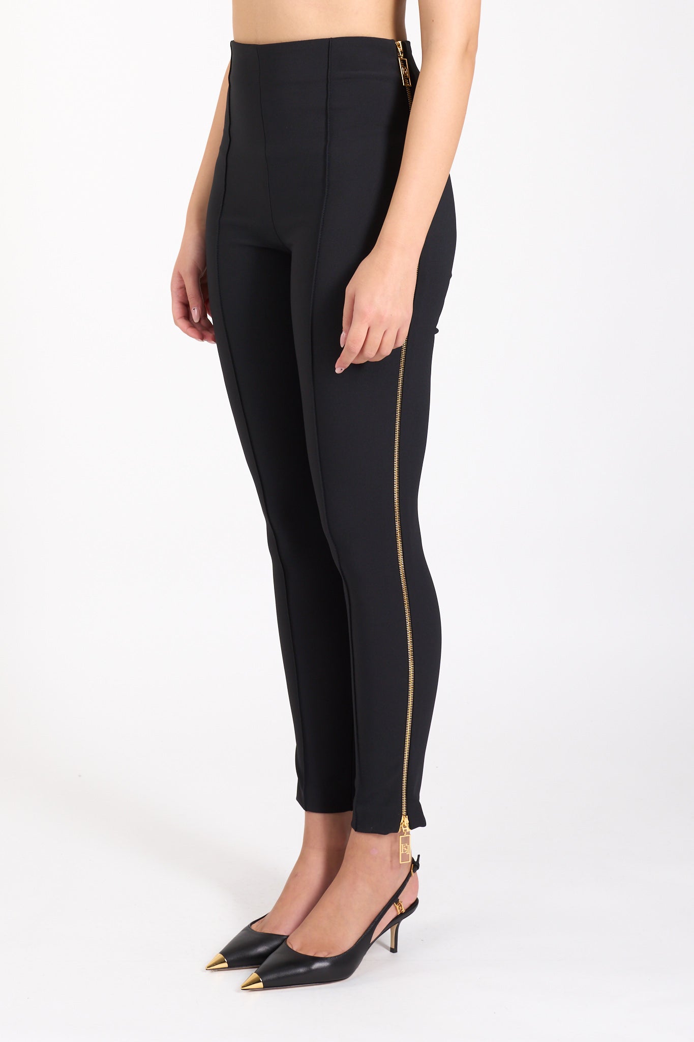 pantaloni dritti in crepe stretch