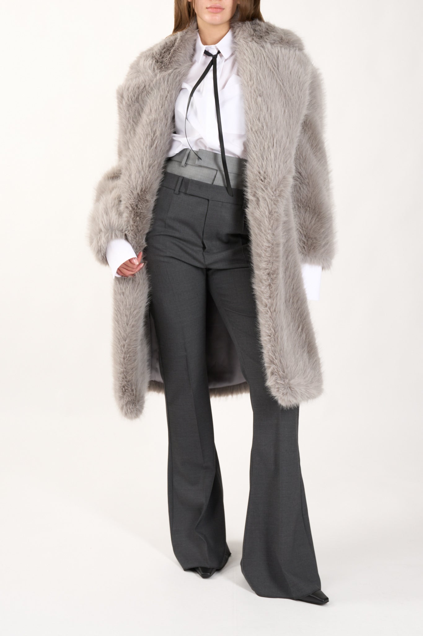 cappotto in faux fur modello manico