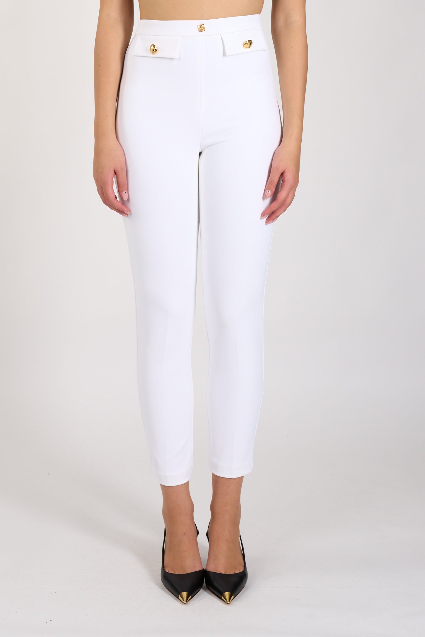 pantaloni dritti in crepe stretch