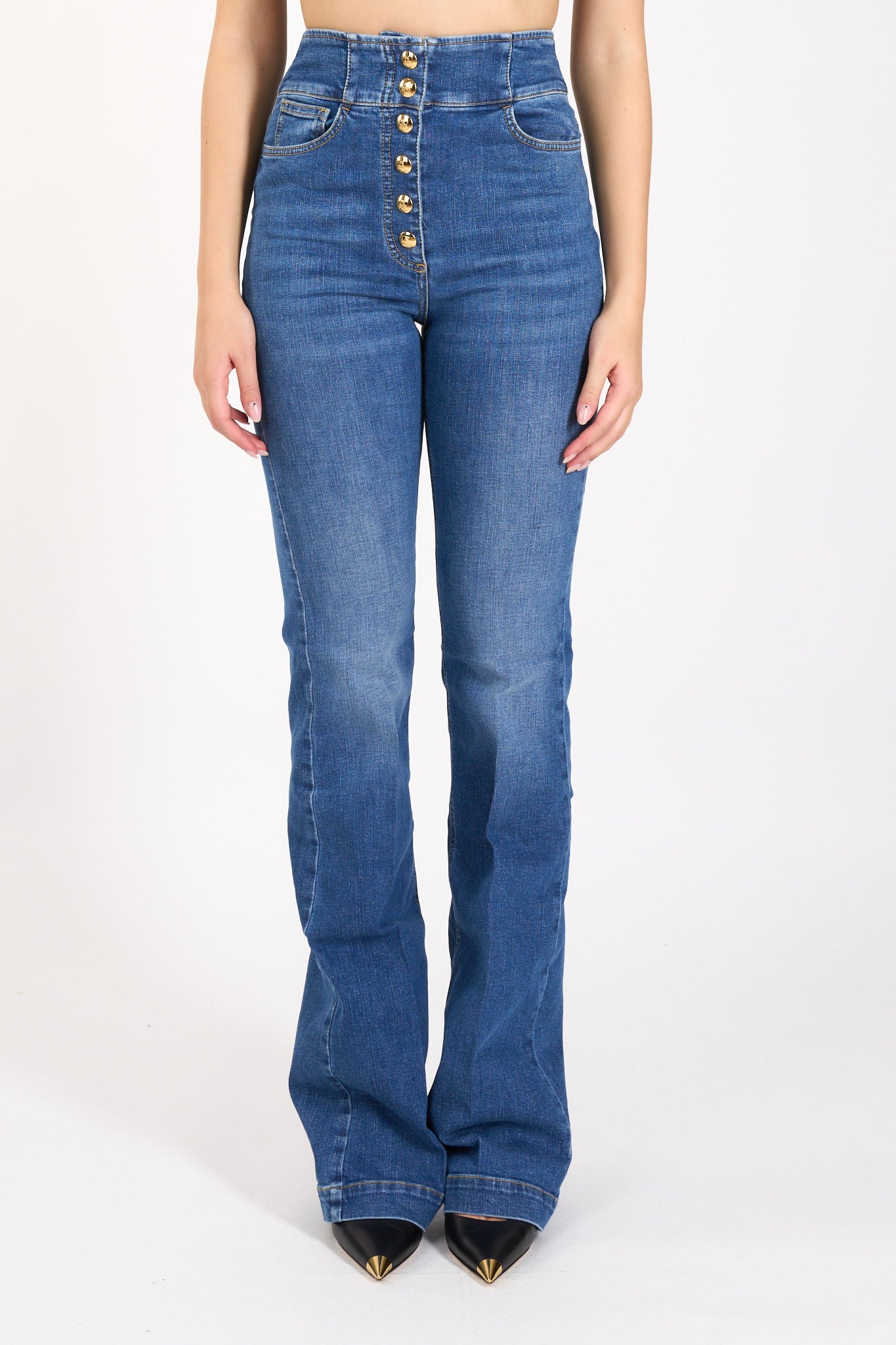 jeans a zampa in cotone stretch