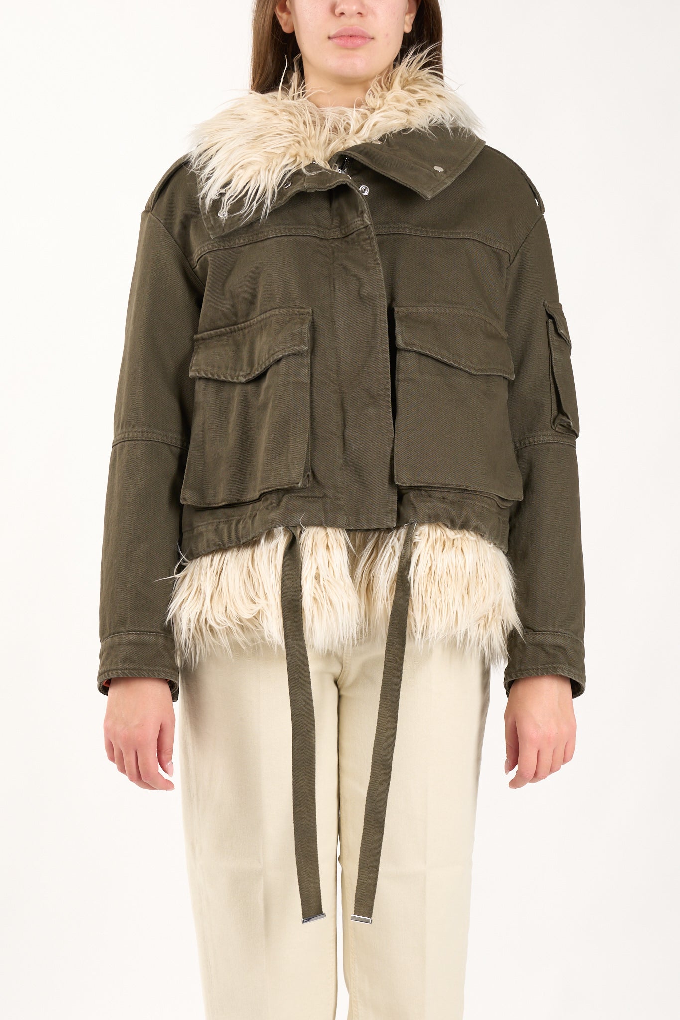 parka corto in twill di cotone