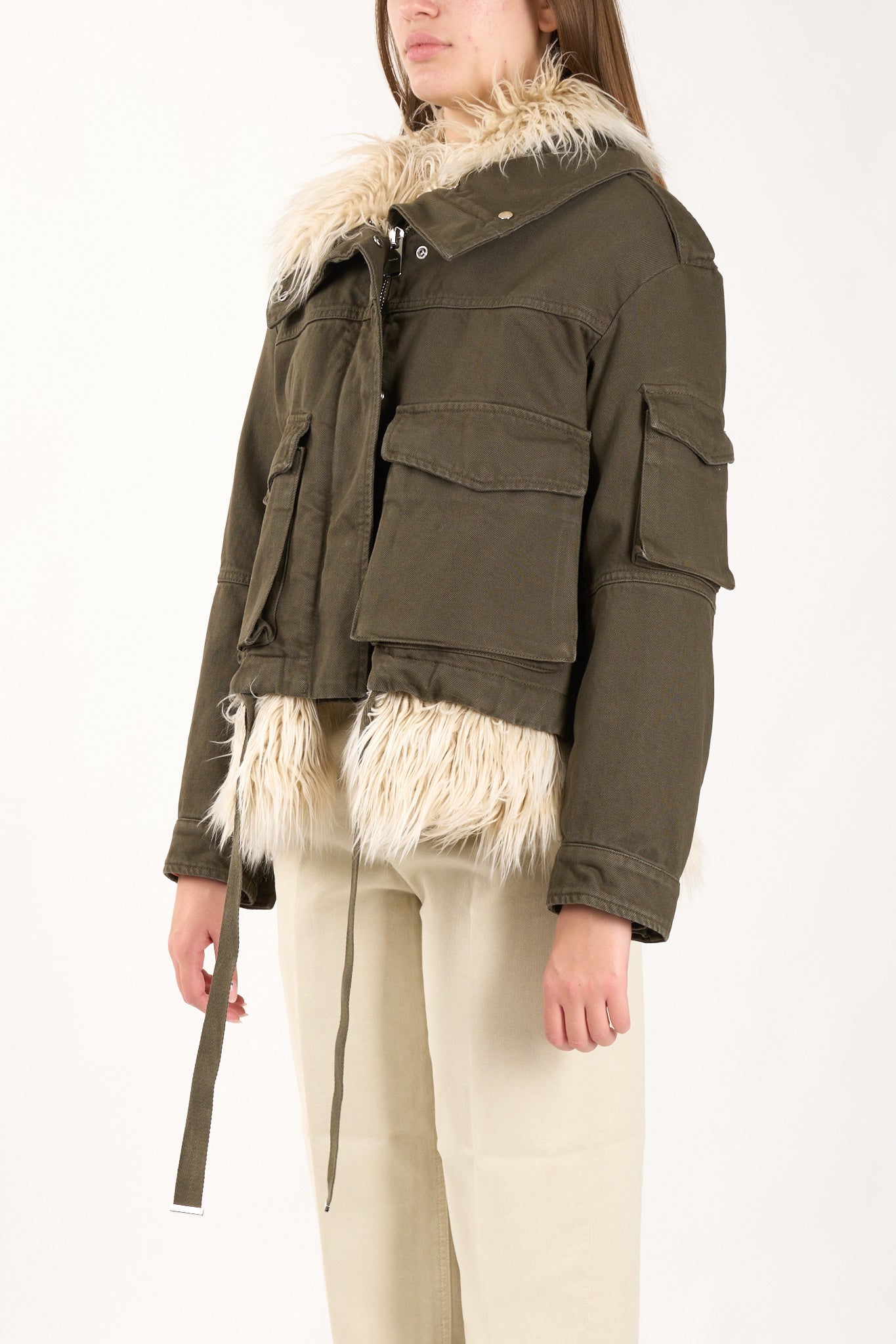 parka corto in twill di cotone