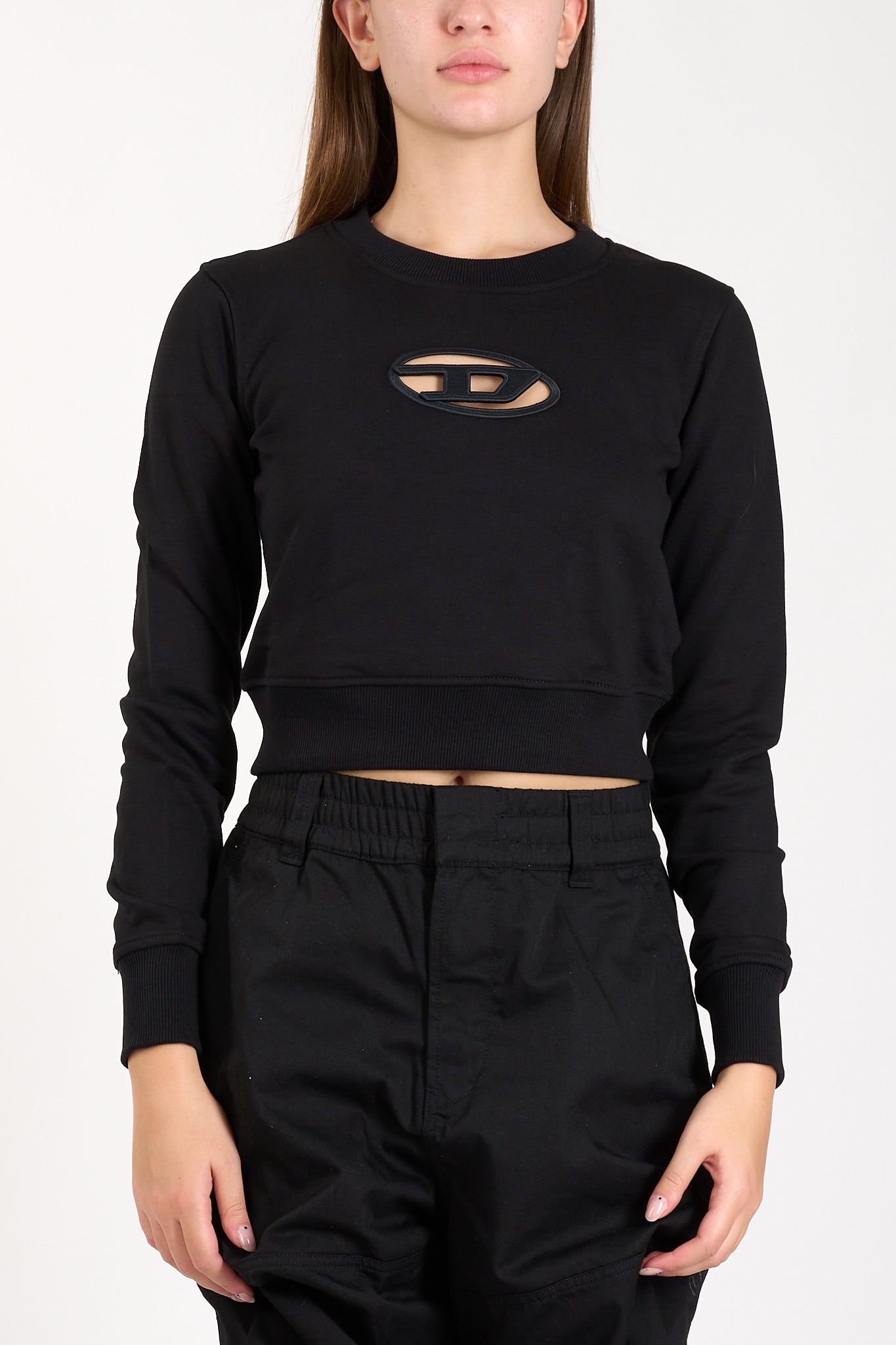 felpa cropped con logo cut-out f-slimmy od