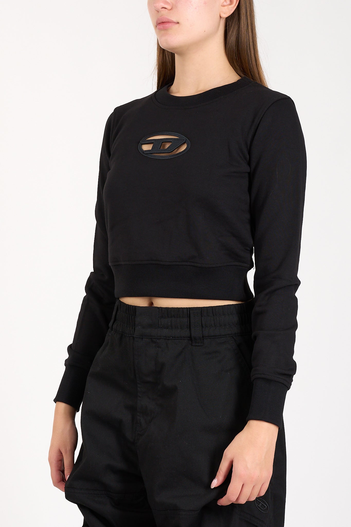 felpa cropped con logo cut-out f-slimmy od