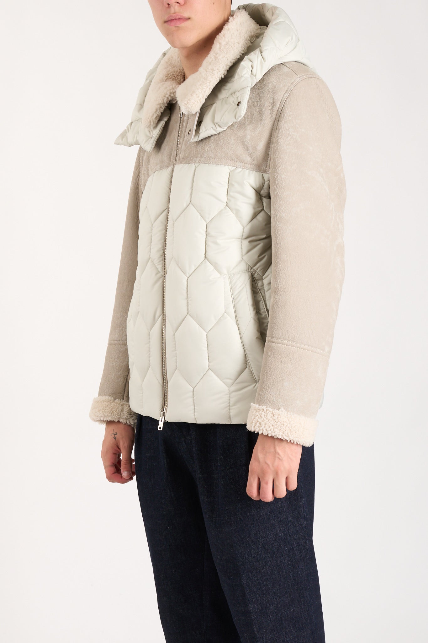 Piumino con interno in shearling