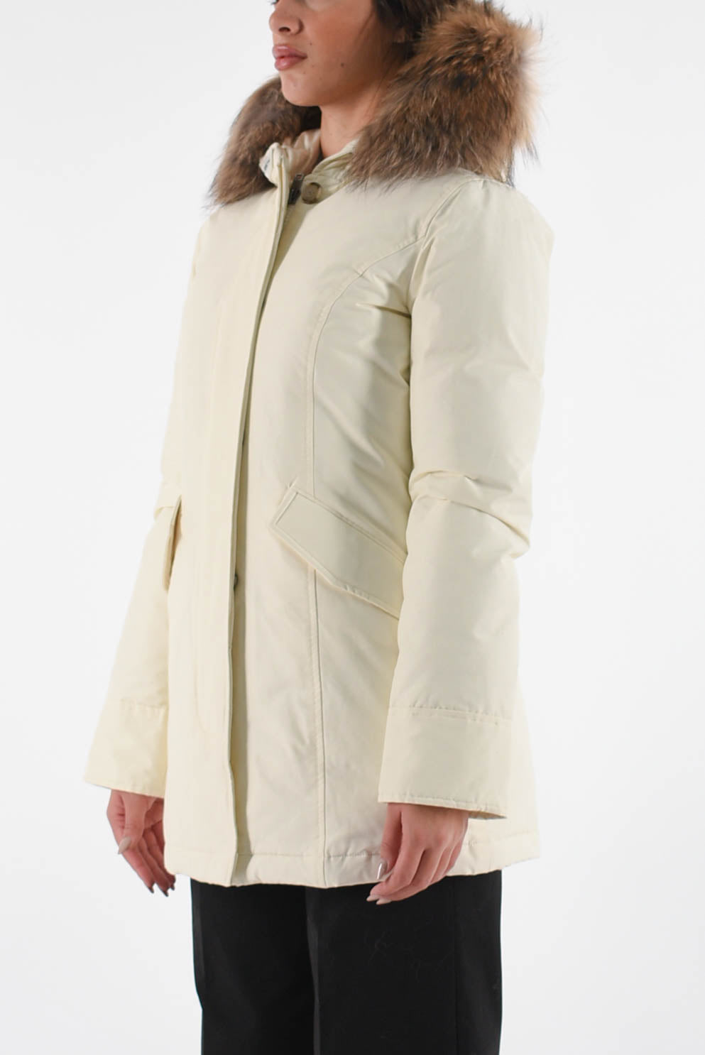 parka in ramar cloth con pelliccia removibile