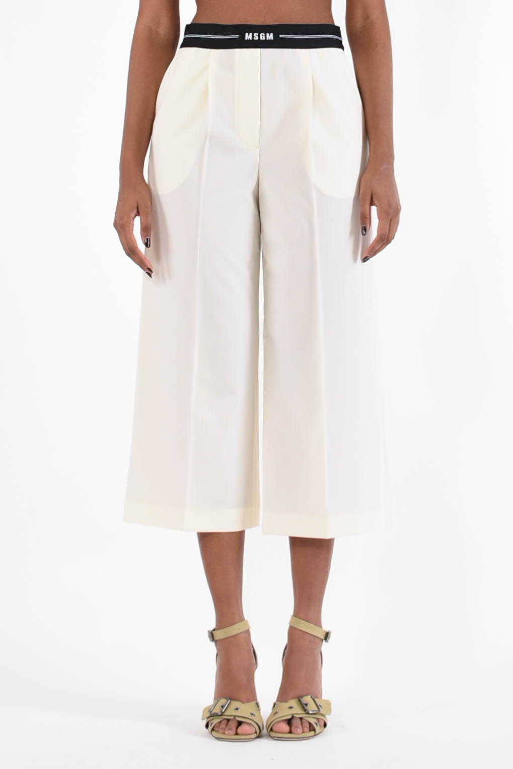 MSGM pantaloni cropped a gamba larga